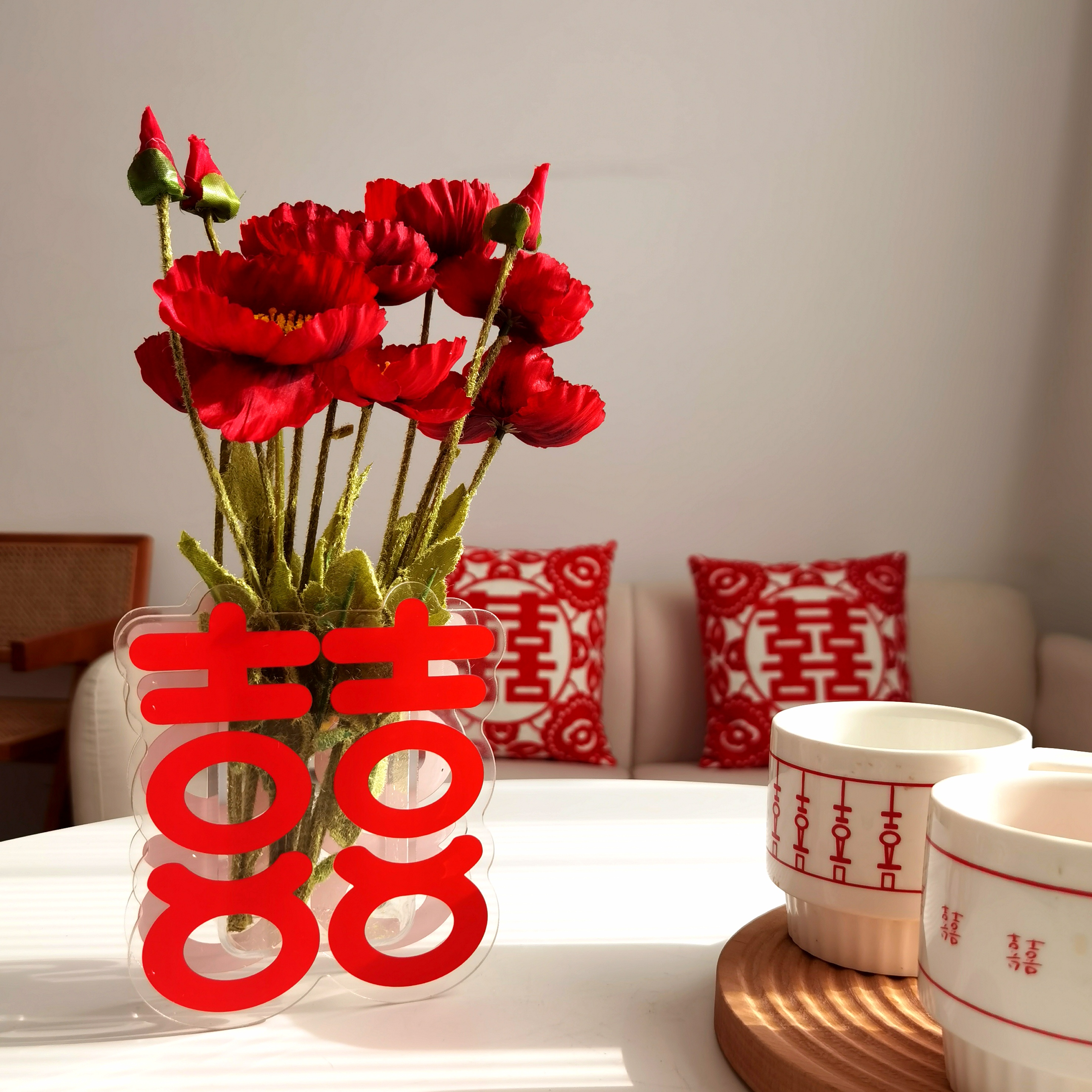 亚克力花瓶婚房喜字结婚