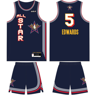 2025赛季全明星球衣爱德华兹5号库里30詹姆斯文班1号哈登球衣定制