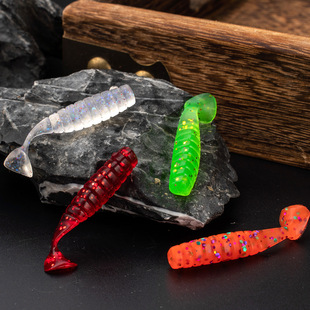 T尾波动鱼软饵双色1g40mm倒钓根钓波动鱼T尾软饵单色螺纹软虫