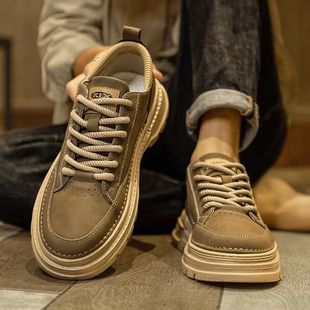 低帮马丁靴男款增高复古英伦风真皮防滑男士工作鞋耐磨工装风厚底