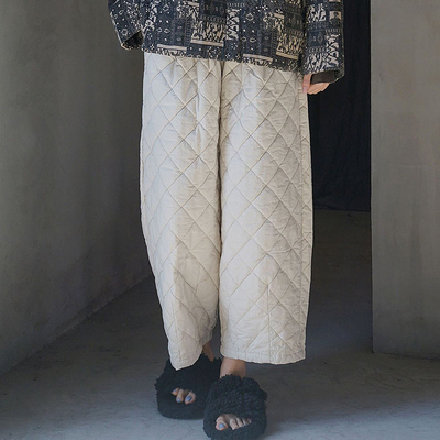 中等松紧腰丝绵工装棉裤