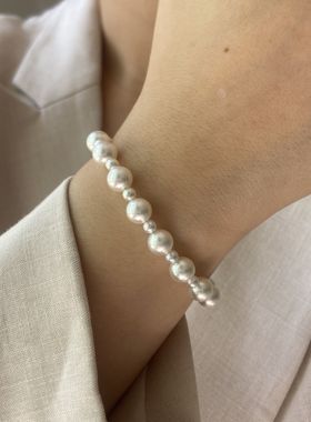 澳白色人造海水珍珠手链 磁吸扣亲爱的手串女