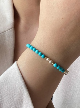 原创设计极细叠戴蓝松石小众复古民族风手链女 手串新中式手工