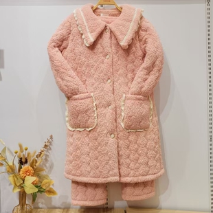 香蜜闺秀冬款加厚24403157女式套装长款家居棉服甜美公主风外穿