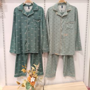 套装 薄款 家居服面料柔软 长袖 香蜜闺秀开扣仿牛奶丝3324004男式