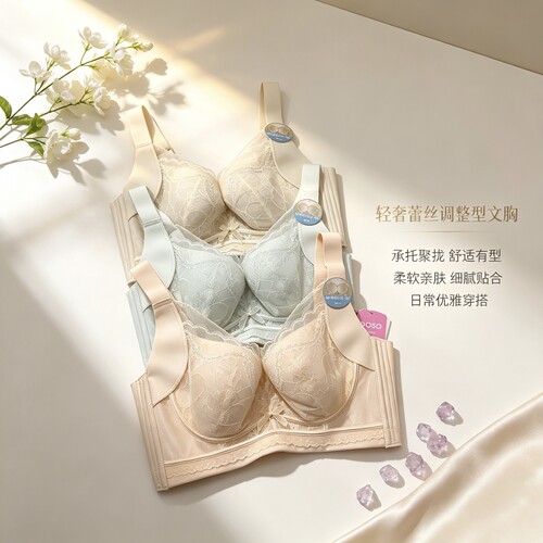 香蜜闺秀薄款五排扣26112009调整记忆钢圈亲肤绵C杯文胸收副乳