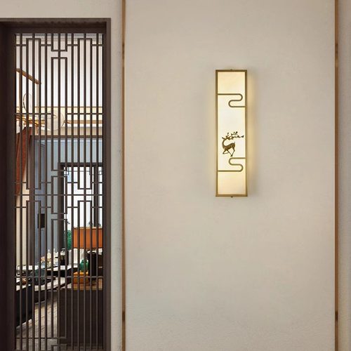 新中式全铜云石壁灯长条形
