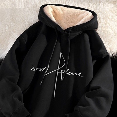 加绒卫衣男2024秋冬款新款休闲百搭连帽加厚羊羔绒冬季保暖男款12