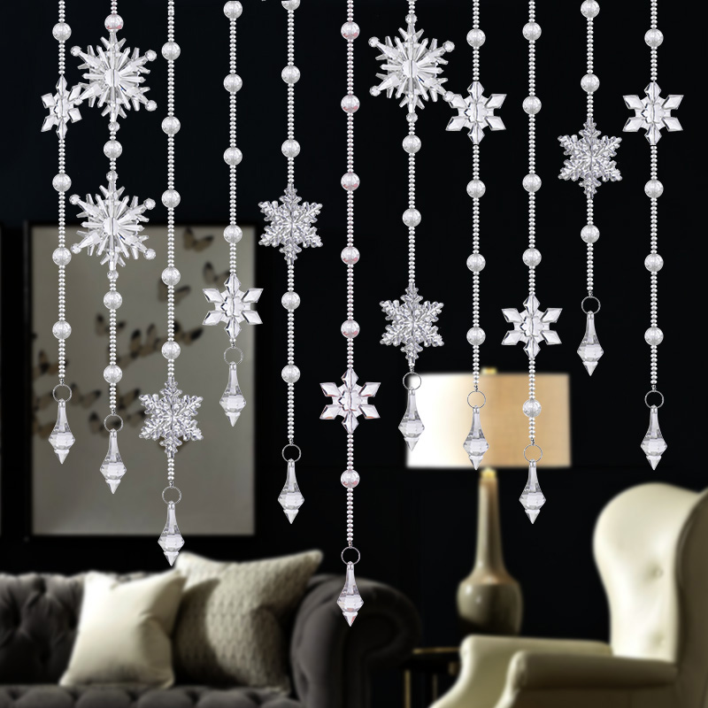 仿水晶珠帘雪花装饰门帘隔断帘客厅卧室水晶帘卫生间珠帘免打孔