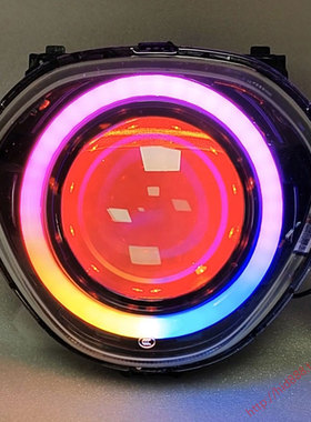 适用新款巧格i125plus大灯总成改装3寸LED双光透镜车灯升级天使眼