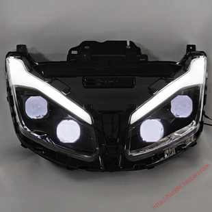 适用于五羊本田NPF125前大灯总成 改装 LED矩阵双光透镜 车灯升级