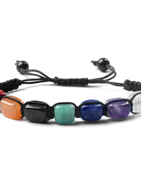 1652-Chakra bracelet七脉石编织手链查克拉天然水晶瑜伽饰品手串