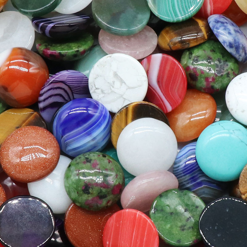 1251-20mm圆形戒面天然水晶单弧面圆形几何形DIY饰品镶嵌裸石