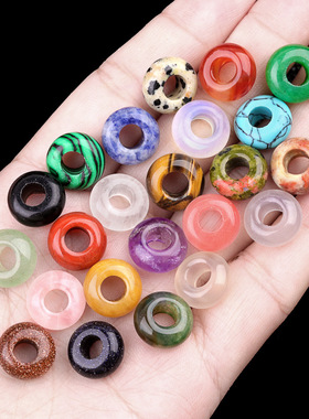 1201-6x12mm孔5mm大孔盘算珠子 天然石头大孔珠子DIY饰品配件