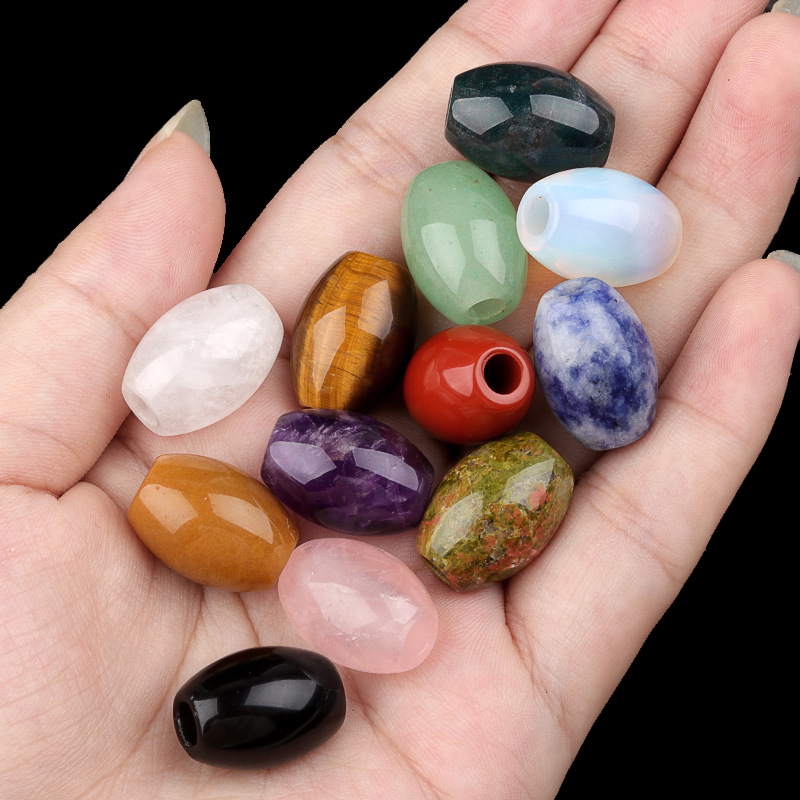 2323-大孔珠子水晶散珠13x18孔4mm米珠玛瑙石头散珠DIY饰品配件