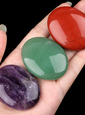 2310-天然水晶掌心石肥皂石把玩38x48mm椭圆热敷石SPA精油按摩石