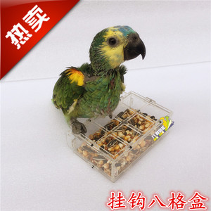 鹦鹉 八格防撒食盒 喂食器  牡丹 玄凤 亚克力饲料盒 食杯 八哥盒