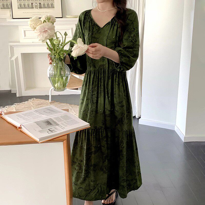 睡裙女夏大码睡衣人造棉绸蛋糕裙