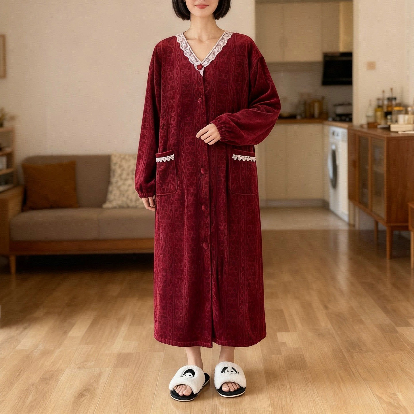 冬季超柔绒睡裙女大码家居服