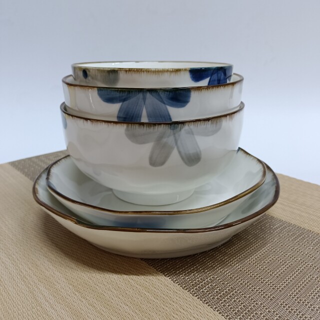 墨蓝碗碟套装家用日式碗筷2023乔迁餐具饭碗盘碟子陶瓷汤面碗组合