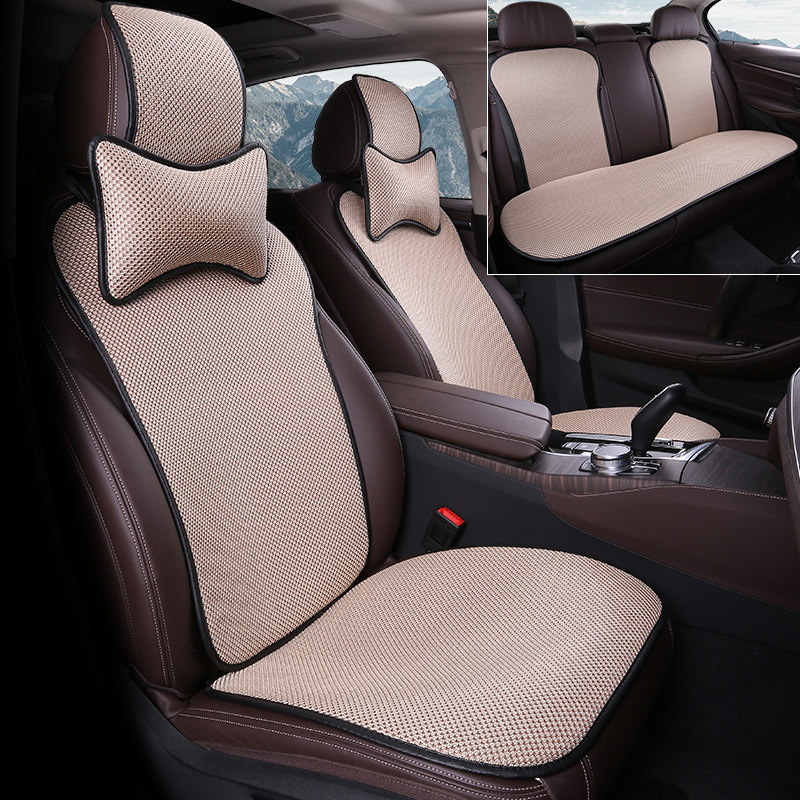 汽车坐垫夏季蜂窝凉垫四季通用透气网红卡通女神冰丝小蛮腰座垫套