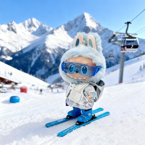 泡泡玛特labubu新款滑雪运动娃衣