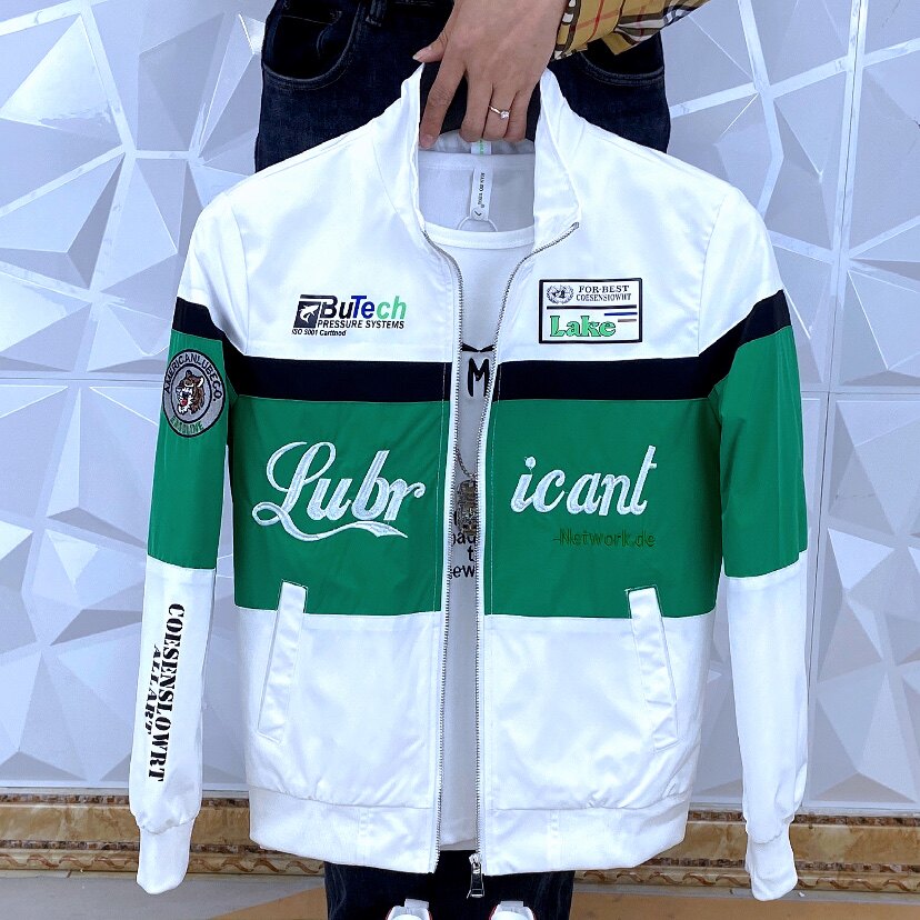 夹克外套男韩版修身休闲时尚潮流春秋季新款印花刺绣痞帅青年褂子