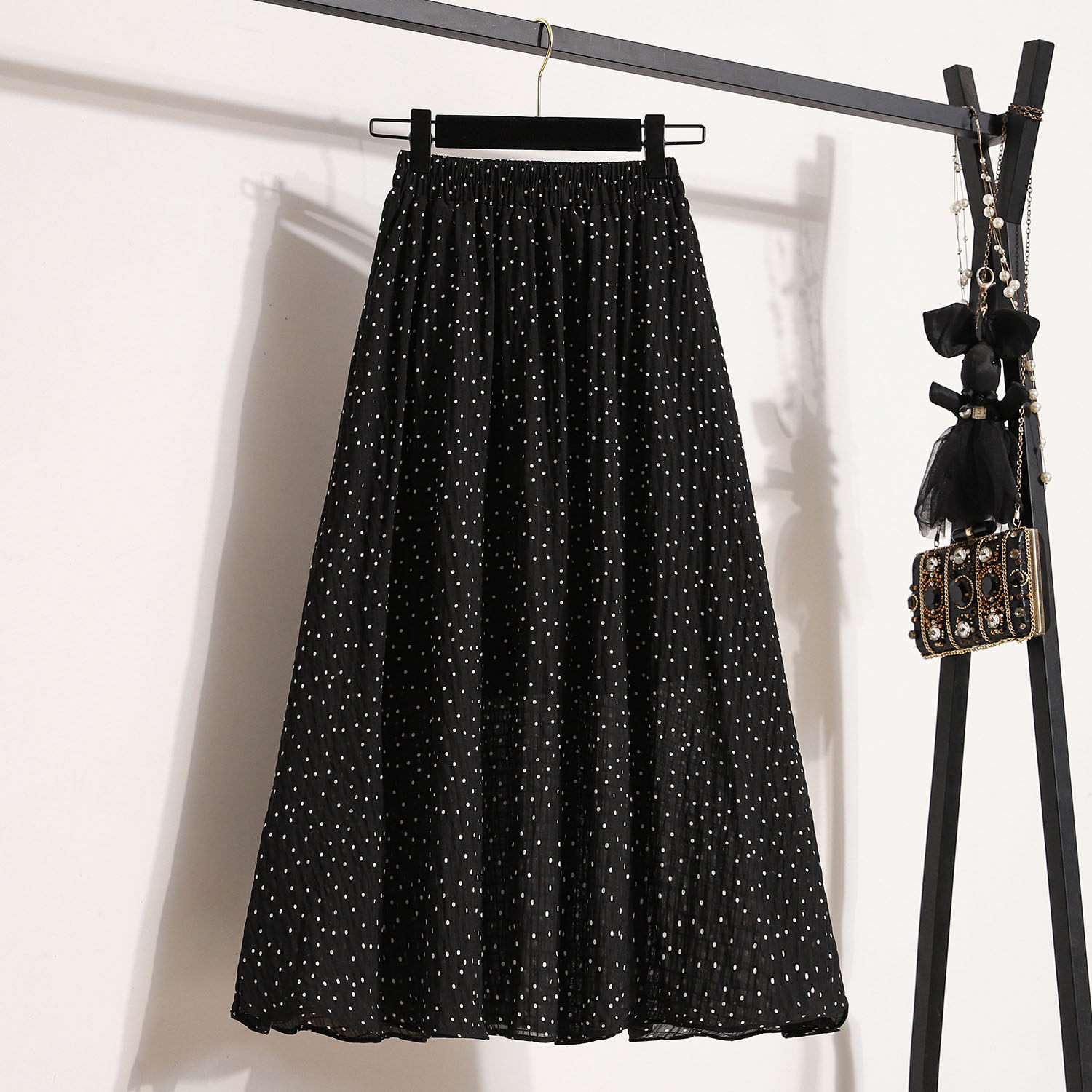 波点半身裙2025新款胖mm高腰遮胯伞裙显瘦遮肉a字裙中长款大摆裙,女装/女士精品,大码半身裙,淘宝优惠券,粉丝福利购,淘宝优惠卷