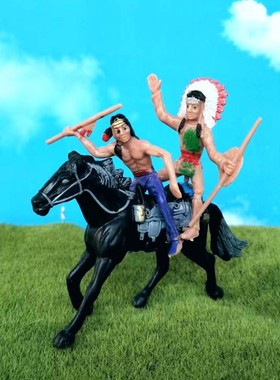 骑兵骑马摆件模型印第安西部牛仔