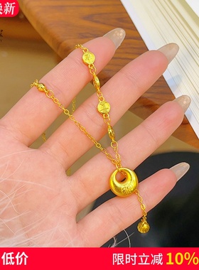 女沙金精致平安喜乐小福坨项链