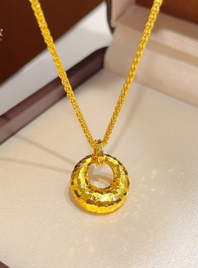 女沙金碎冰冰小金坨吊坠项链