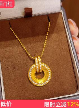 女沙金点钻摩天轮平安扣吊坠项链