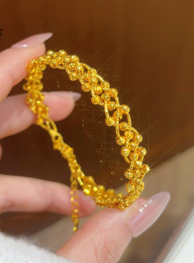 女沙金爆闪镂空刻面珠蕾丝手链