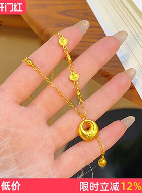 女沙金精致平安喜乐小福坨项链