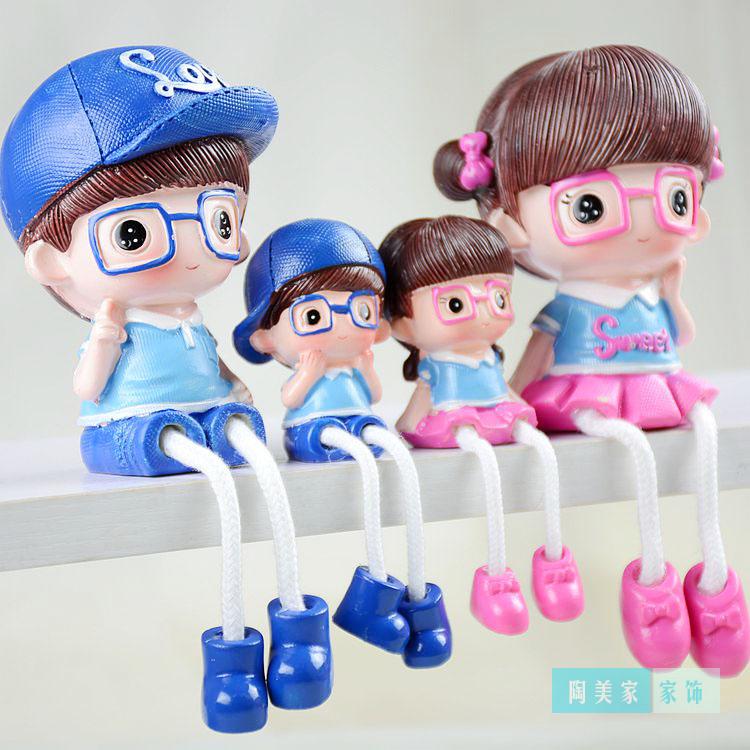 欧式风四口之家树脂吊脚工艺品