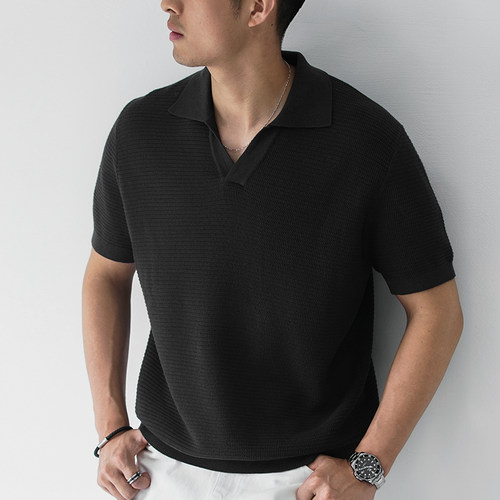 TRIPLE纯棉海鸥领短袖poloT恤