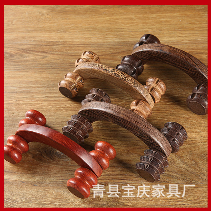 厂家鸡翅木手持四轮月球车按器按车滚动全身按狼牙车