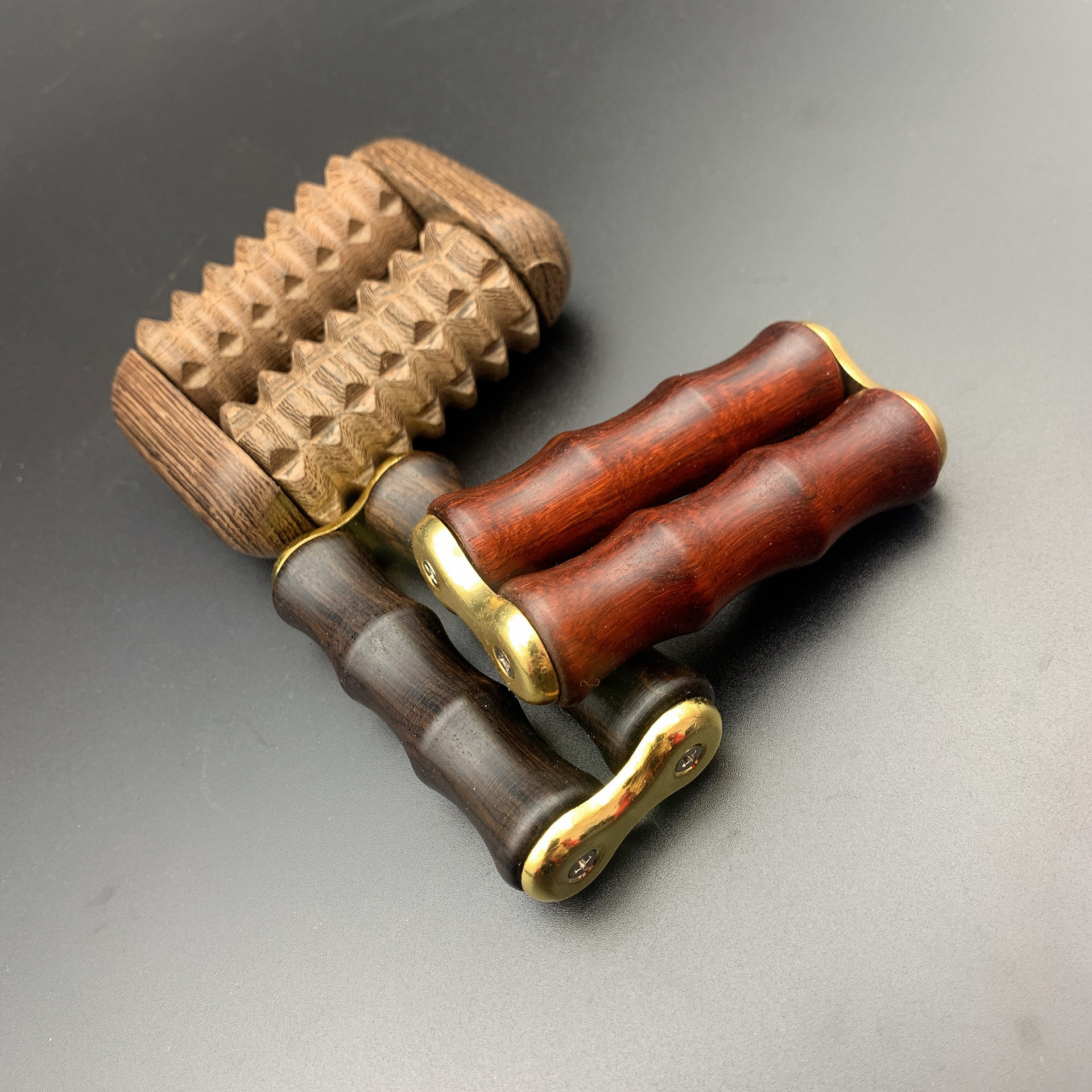 手部按器乌木紫檀按器鸡翅木手掌滚轮按器木质按器