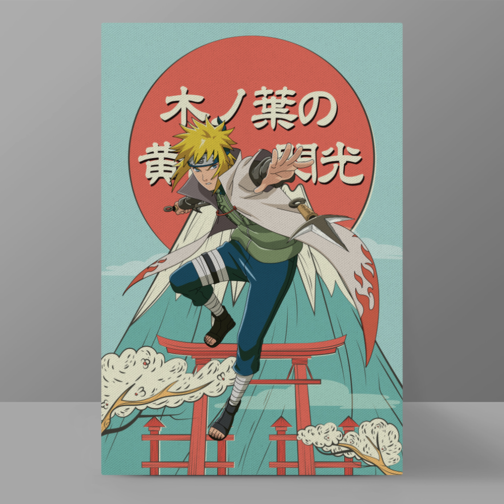 黄色闪光波风水门装饰画namikaze minato四代目火影原创设计挂画