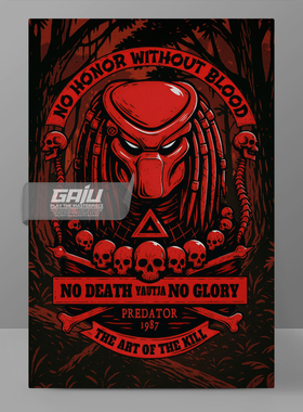 铁血战士装饰画掠夺者Yautja墙画Predators壁画原创收藏高清挂画