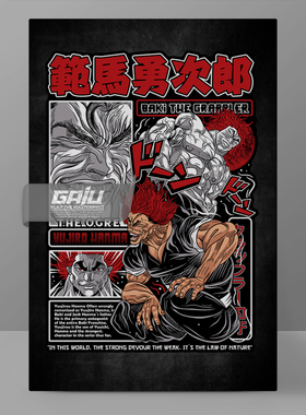 范马勇次郎装饰画BAKI壁画流行动漫墙画刃牙二次元高清收藏挂画