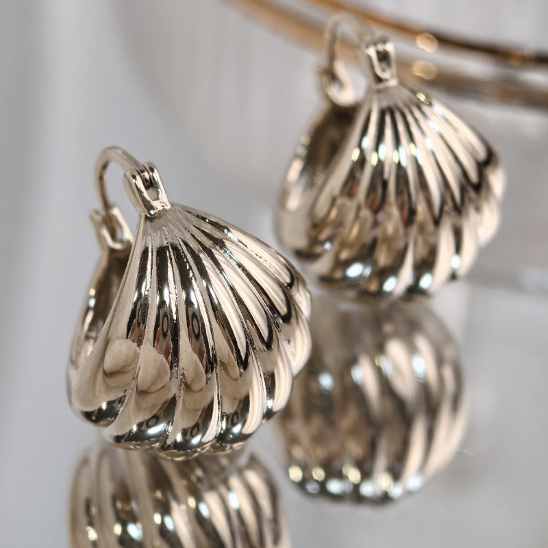 LANHEGE法式简约优雅贝壳波纹耳环金属感耳钉气质优雅百搭耳饰女,饰品/流行首饰/时尚饰品新,耳环,淘宝优惠券,粉丝福利购,淘宝优惠卷