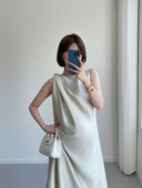 气质风孕妈妈 背心裙中长款 孕妇连衣裙2024新款 设计感珠光面料无袖