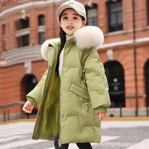 巴拉中大童儿童羽绒服女童2023新款中长款冬季加厚韩版洋气装外套