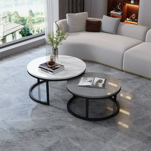 Nordic Bright Light Board Coffee Show Light Luxury Modern Living Room Домохозяйство маленькая квартира Простая круглая стола Red 2023 Новая модель