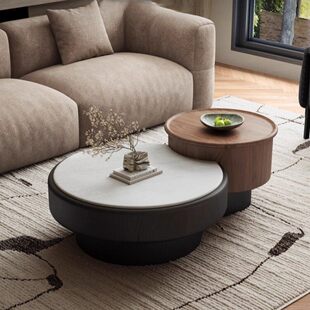 意式轻奢茶几26款圆形储物高级感客厅家用小户型简约微晶石茶几