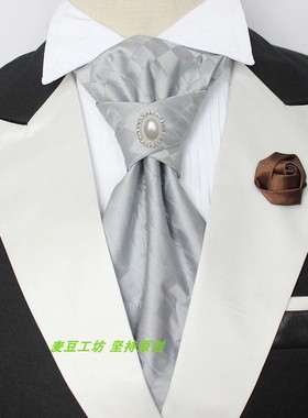新款灰色复古香港结懒人免打礼服宽韩版领带摄影婚纱楼旅拍燕尾服