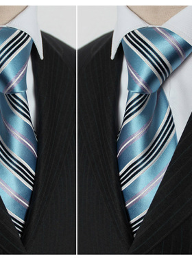 兰色提花真丝桑蚕丝领带男正装商务9cm职业工作男士礼盒装J151