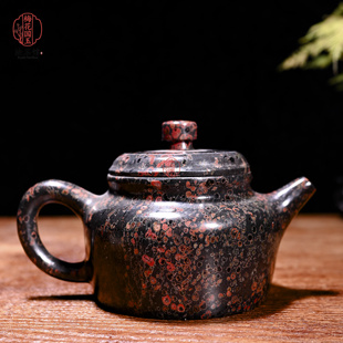 天然玉石茶壶西施壶200cc梅花玉茶壶仿古壶紫老料手工石壶