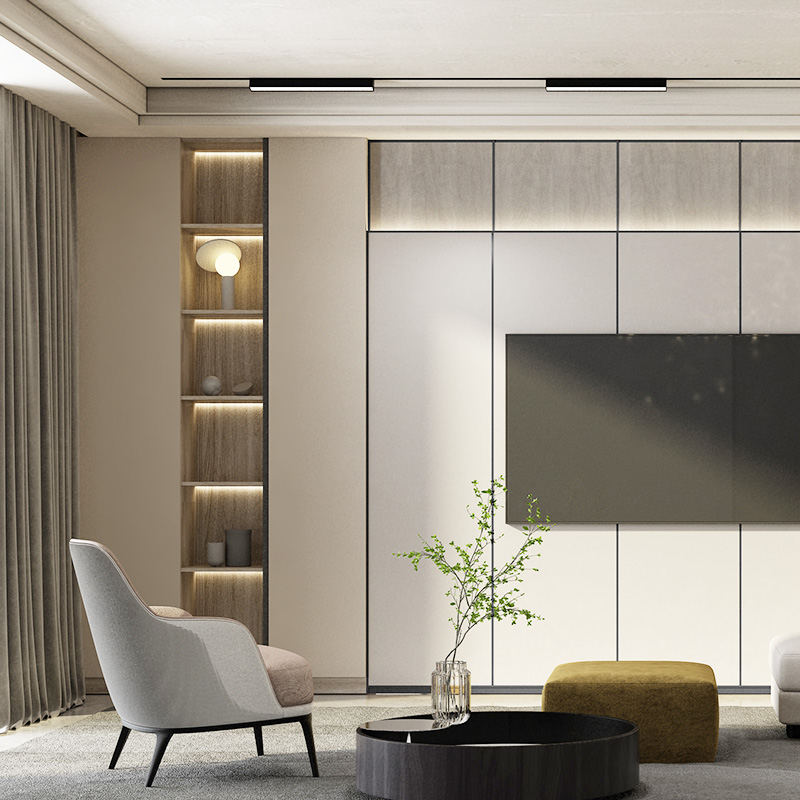 顾家全屋定制客厅满墙电视柜书架电视墙一体组合家具卡塔尼亚2